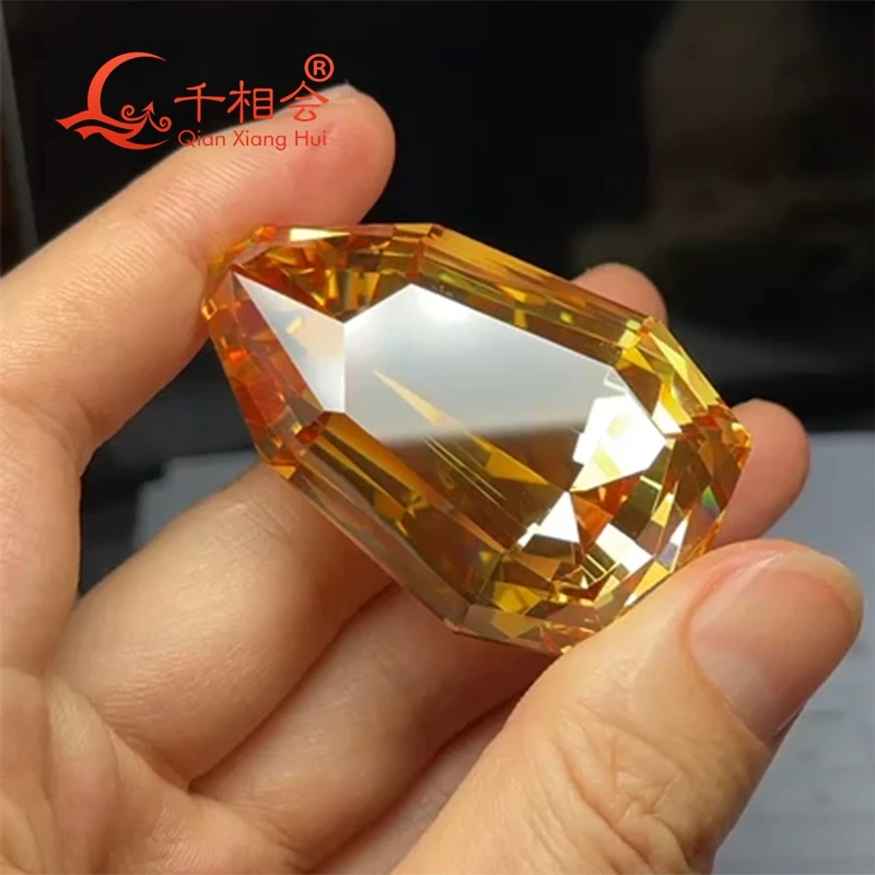 636ct 35.1*53.9mm Fancy Brownish Yellow  color irregular  shape Incomparable  dia mond  cubic zirconia loose stone cz stone