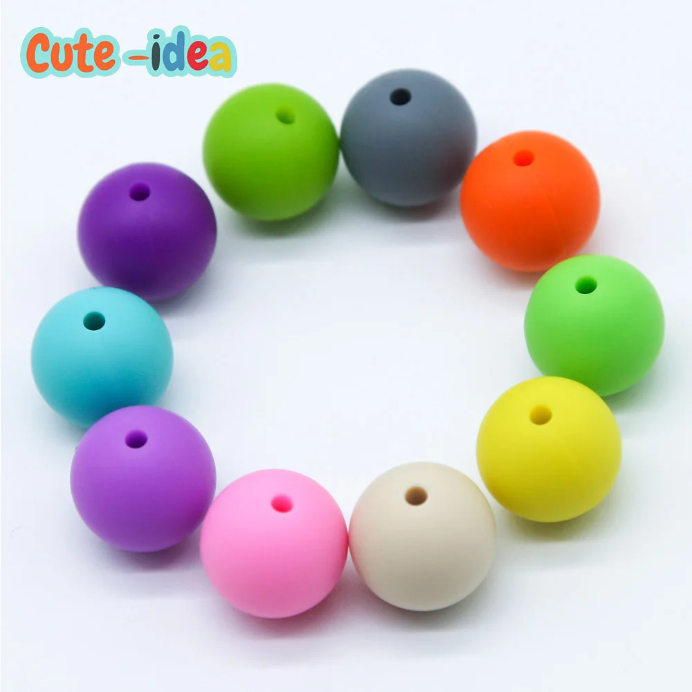 Cute-idea 1000pcs 19mm Silicone Beads Teething Chew Beads Food Grade Teether Necklace BPA Free DIY Jewelry Baby Teether Toy