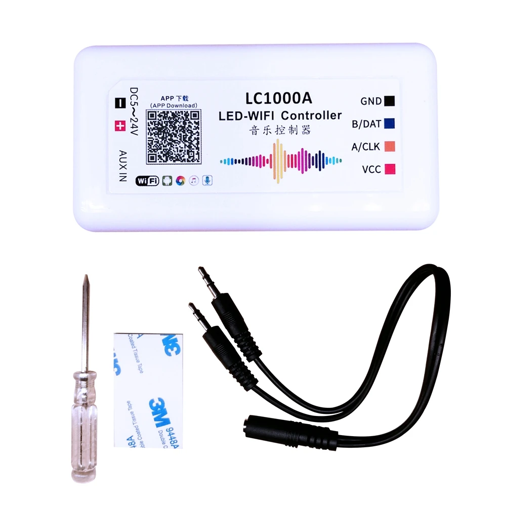 

DC5-24V LC1000A Wifi Music Controller Spectrum For Led Digital Individually Addressable Strip 8-1024 Pixel Built-In Microphone