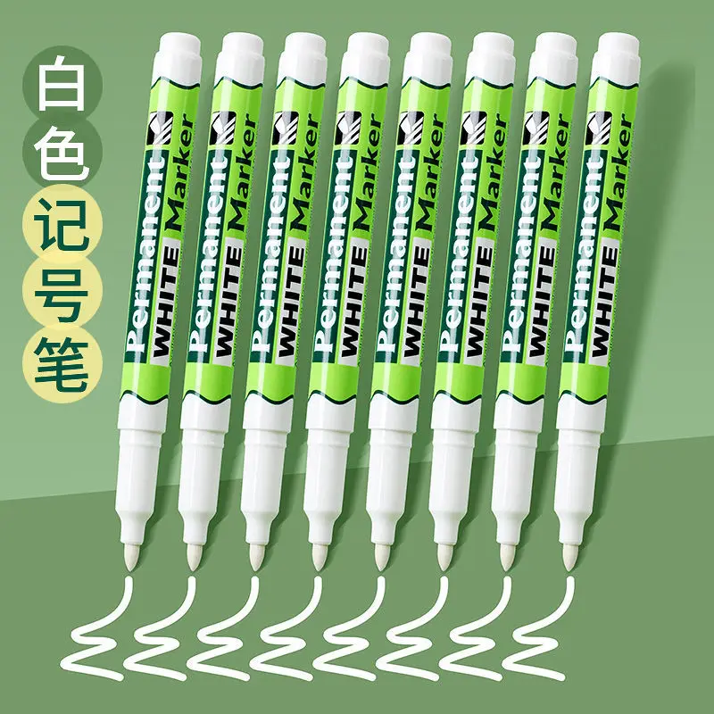 7pcs White Marking Pen Oily Thick and Thin Head Quick Drying Waterproof Non Fading Tire Carpenter Graffiti Pens High Gloss Pen