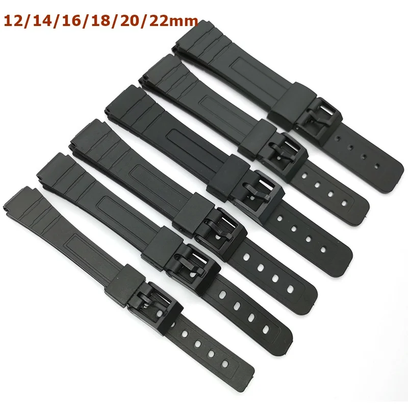 Silicone Watch Strap Women Men Black Sport Diving Rubber Watchband for Casio Watch Accessories 12mm 14mm 16mm 18mm 20mm 22mm