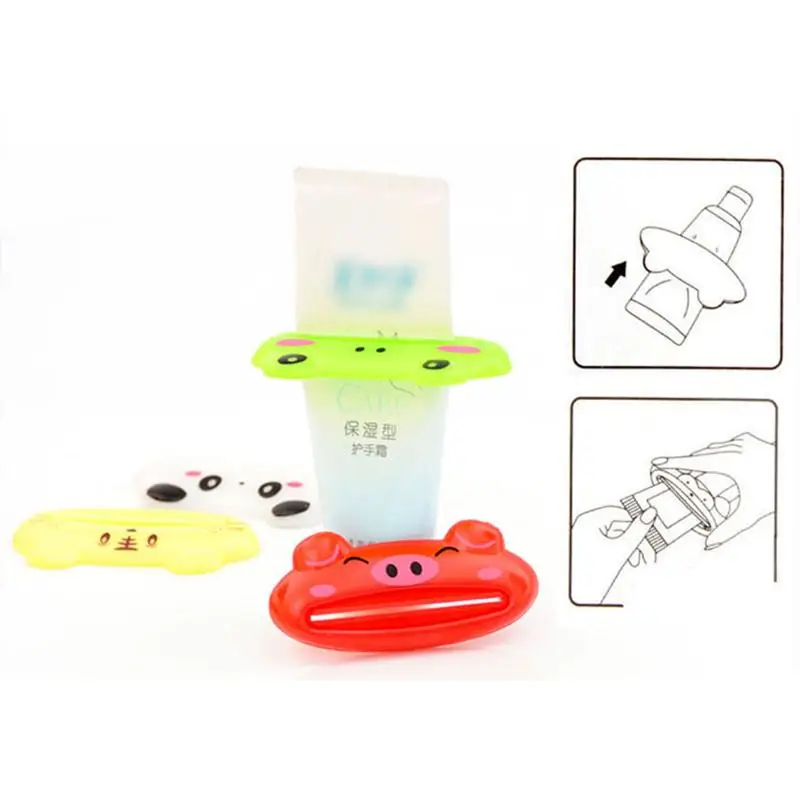 Cartoon Toothpaste Squeezer Bathroom Rolling Tube Holder Rack Squeezing Set Clip for Kids Easy Dispenser Bathroom Random 1PCS