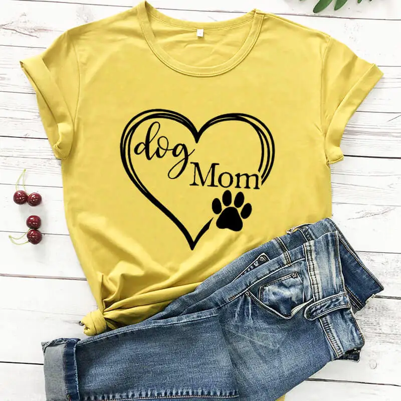 Dog Mom Printed New Arrival 2020 Funny T Shirt Gift for Dog Mom Dog MaMa Shirt Mother's Day Gift Pet Lover Shirts 100%Cotton