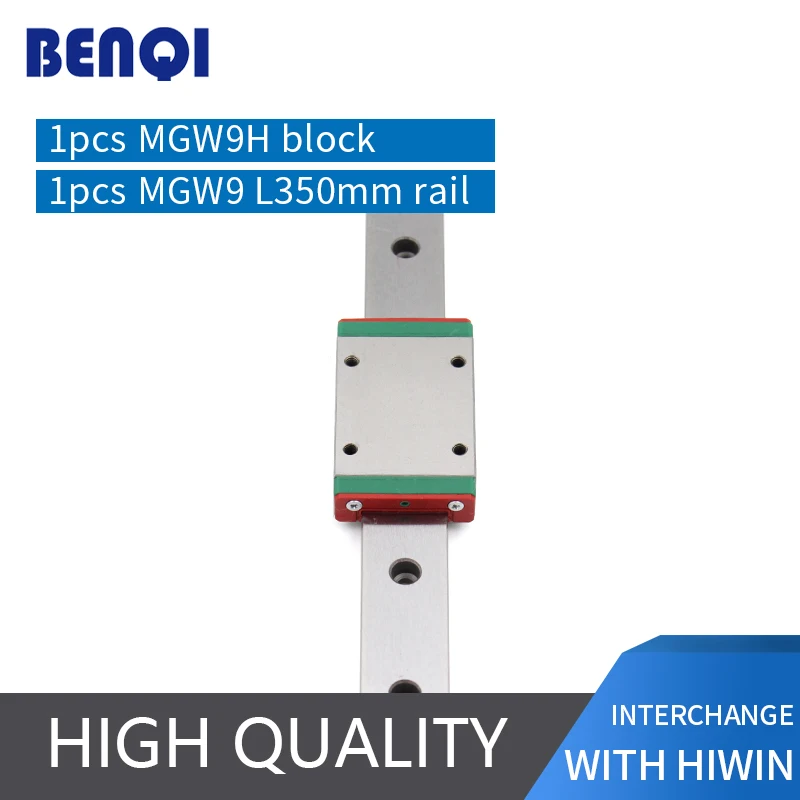 Free shipping CNC square rail 9mm width linear guide block MGW9H /mgw9c with length 350mm MGW9 rail fast delivery