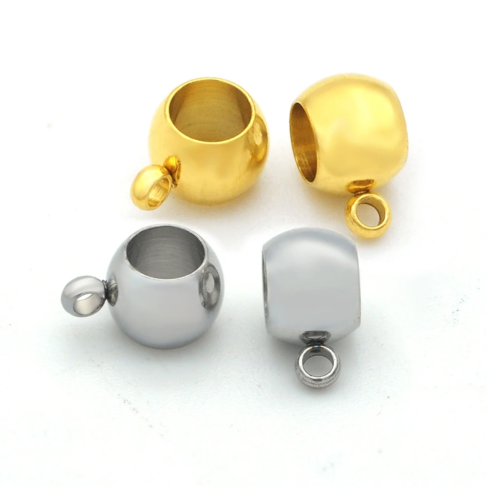 10pcs/lot 5x9mm 316 Stainless Steel DIY Round Bail Beads Spacer Wholesale Top Quality Factory Price Never Fade Connector Charm