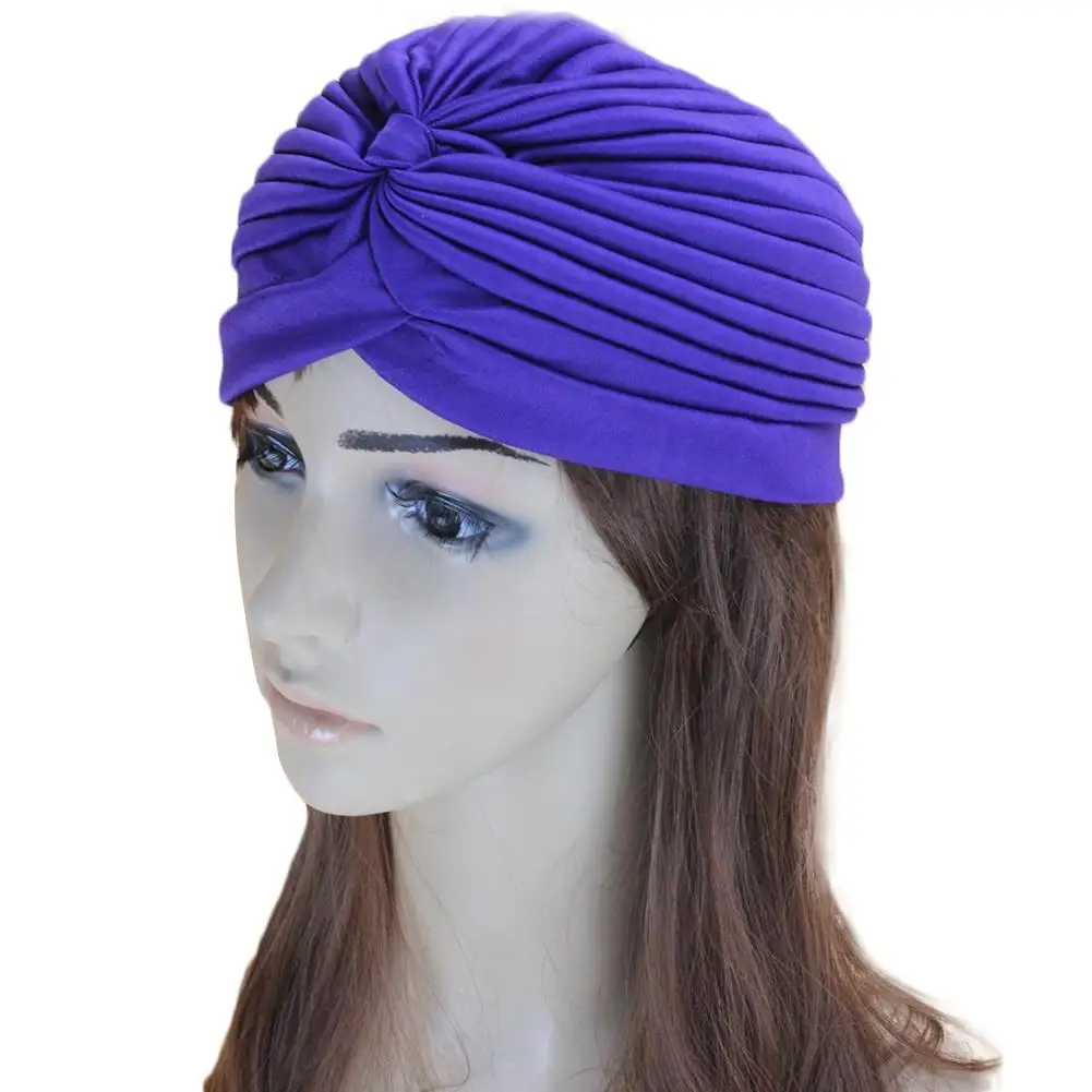Wholesale Swimming Cap Elastic Nylon Turban Pool Bathing Hats For Outdoor Sports Yoga Elastic Polyeste Indian Turban Head Scarf image 6