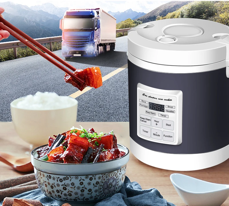Mini cuiseur à riz électrique pour voiture, machine de cuisson de la soupe et de la bouillie, cuiseur à vapeur pour aliments, boîte à lunch à chauffage rapide, camions de voiture, 12V, 24V, 1,6 L Mini cuiseur à riz électrique pour voiture, machine de cuisson de la soupe et de la bouillie, cuiseur à vapeur pour aliments, boîte à lunch à chauffage rapide, camions de voiture, 12V, 24V, 1,6 L