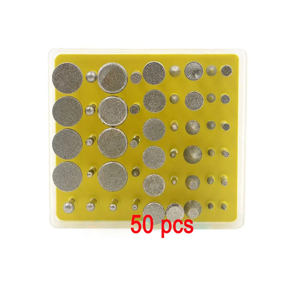 50Pcs 120 Grit Diamond Grinding Head Carving Burr Rotary Tool 1/8-Inch Shank for Jewelry Glass Stone Ceramic Gemstones Lapidary