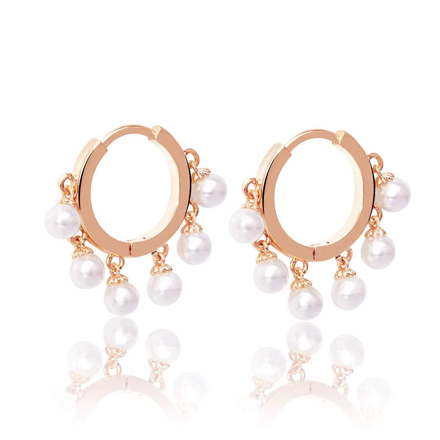 MxGxFam  Pearls Charm Drop Earrings For Women Fashion Jewelry 18 k / White / Rose Gold Color