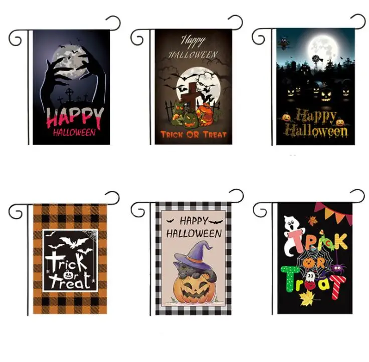 30*45cm Halloween Garden Flags Pumpkin Ghost Party Home Decor Outdoor Polyester Double-sided hanging flag  SN1277