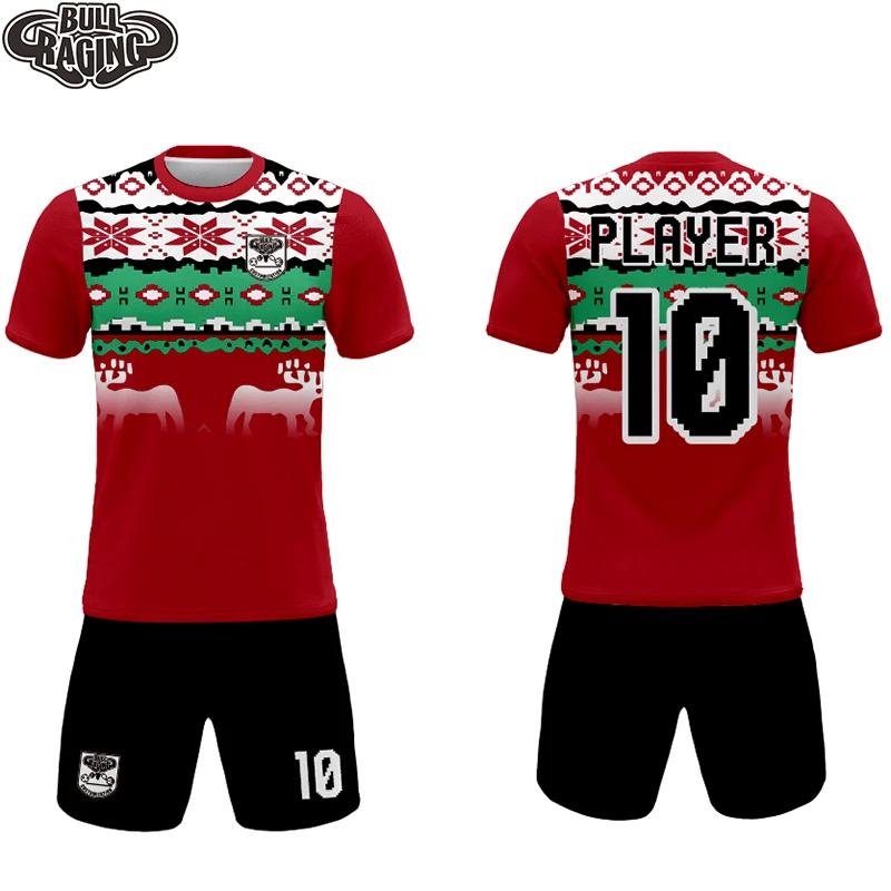 christmas elements sublimation custom made soccer jerseys for sale