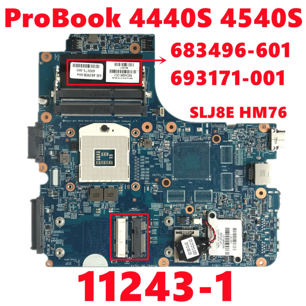 HPラップトップマザーボード,683496-601 683496-501 683496-001 693171-001 hp Probook 4440s,4540s,11243-1 sj8e 100% テストOK