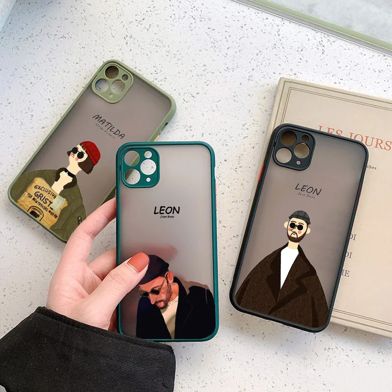 Cartoon Killer Leon Uncle Girl Phone Case For iPhone 15 14 12 11 13 Pro X XR XS Max 7 8 Plus SE2 Cute Transparent Cover Couple