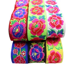 7 Meters 3.3cm Flowers Pattern Vintage Ethnic Embroidery Lace Ribbon Boho Lace Trim DIY Curtain Clothes Sewing Ribbon Fabric