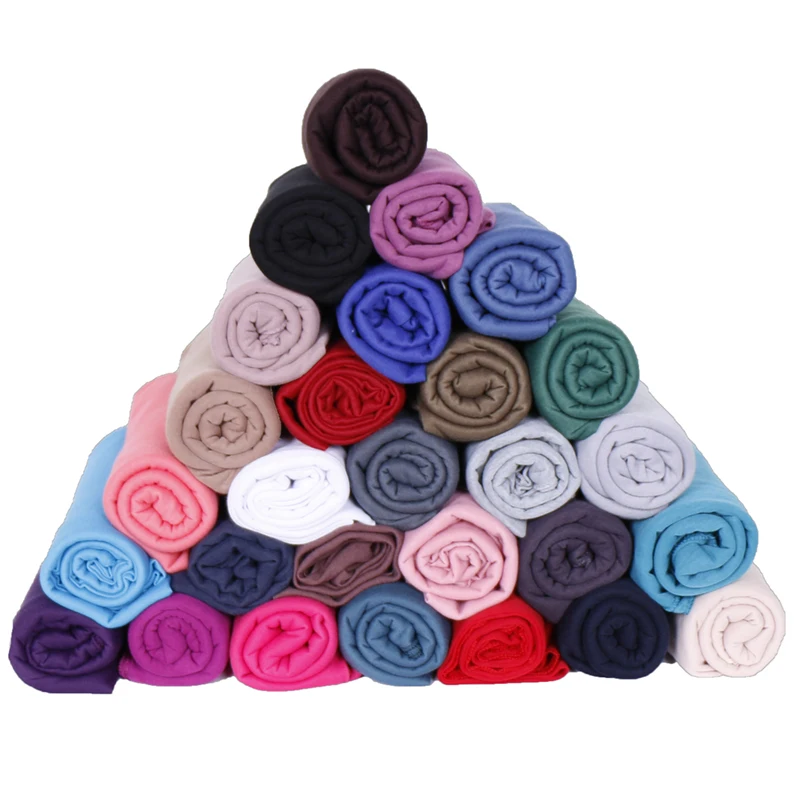 40 Colors Women High Quality Jersey Hijab Scarf Cotton Plain Elasticity Shawls Maxi Hijabs Muslim Head Wraps Turbans 180*85Cm