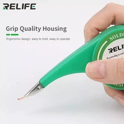 RELIFE-malla desoldadora anti-caliente, mecha desoldadora con control preciso, trenza para soldar, removedor de soldadura, herramienta de bomba desoldadora
