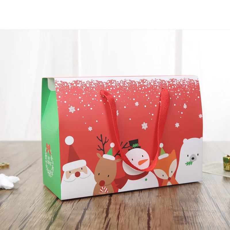 15 Pieces Claus Snowman Candy Cookie Christmas Hand Bag Gift Box For Party DIY Papercard Packing Bag Large Christmas Package Box