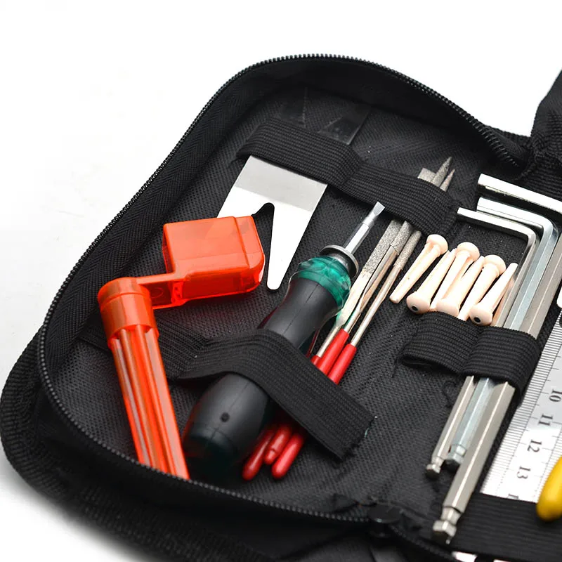 Guitar Repairing Maintenance Tool Kit, String Organizer, Action Ruler, Gauge Measuring Tool, Hex Wrench Set, Files, Finge