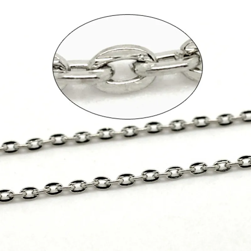 8Seasons Iron Based Alloy Open Link Cable Chain Findings Silver Color DIY Making Necklace Chain Extension Jewelry 3x2mm, 10 M