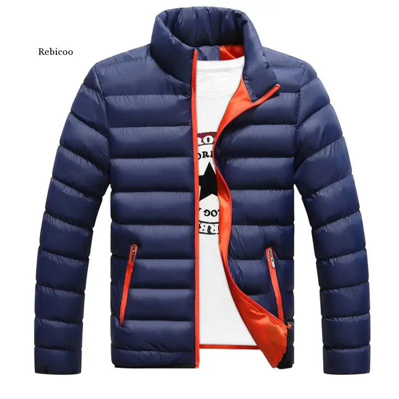 Quente masculino fino ajuste de algodão acolchoado grosso inverno quente gola luz outerwear jaqueta casaco casual roupas casacos