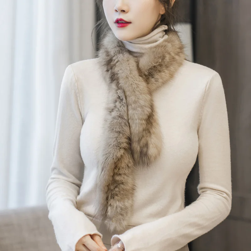 Small Knitted Real Sable Fur Chinchilla Scarf for Women,  Decoration, Versatile to Keep Warm, Soft, Spring, Autumn and Winter