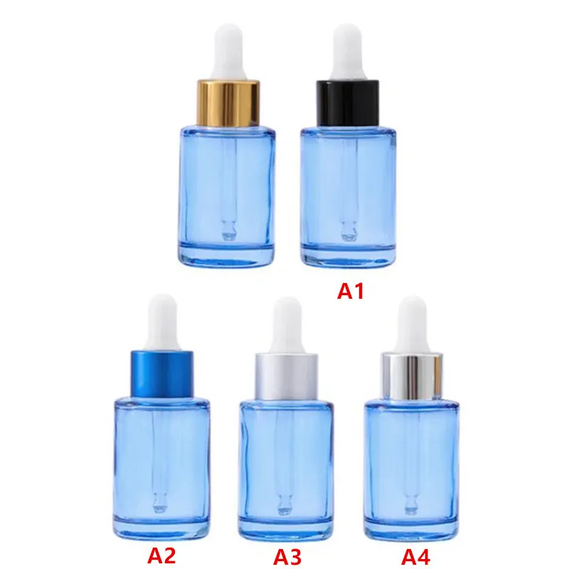 50pcs Blue Glass Dropper Bottle Reagent Pipette Sample Essence Oil Empty Cosmetic Container Serum Refillable Bottle F3393