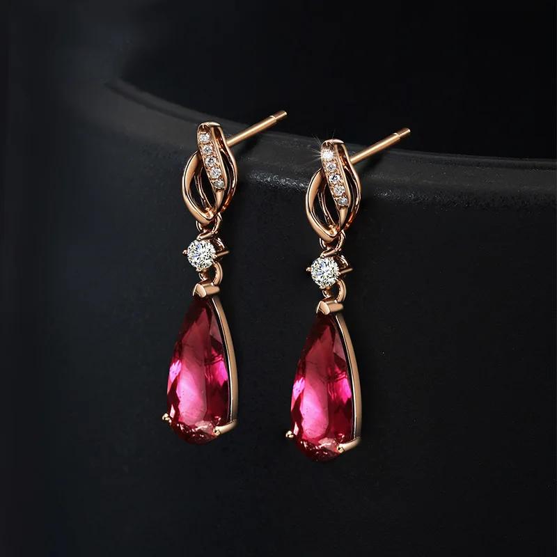 Cellacity Water Drop Shaped Ruby Earrings for Women Trendy Silver  Jewelry Rose Gold Color Ear drops Female Party Accessory