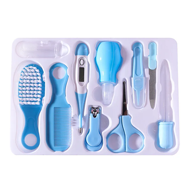 Beleza e Manicure Set para recém-nascidos, ferramenta do cuidado do bebê, escova de cabelo do prego, escova médica, 10PCs