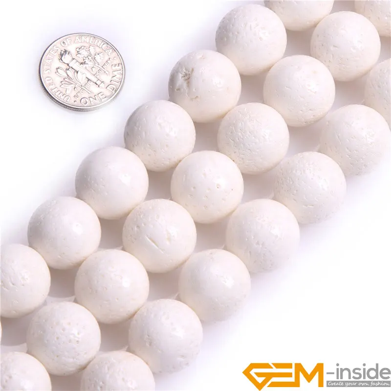 Natural Stone Round White Coral Beads For Jewelry Making DIY Loose Bracelet Necklace Strand 15 Inch