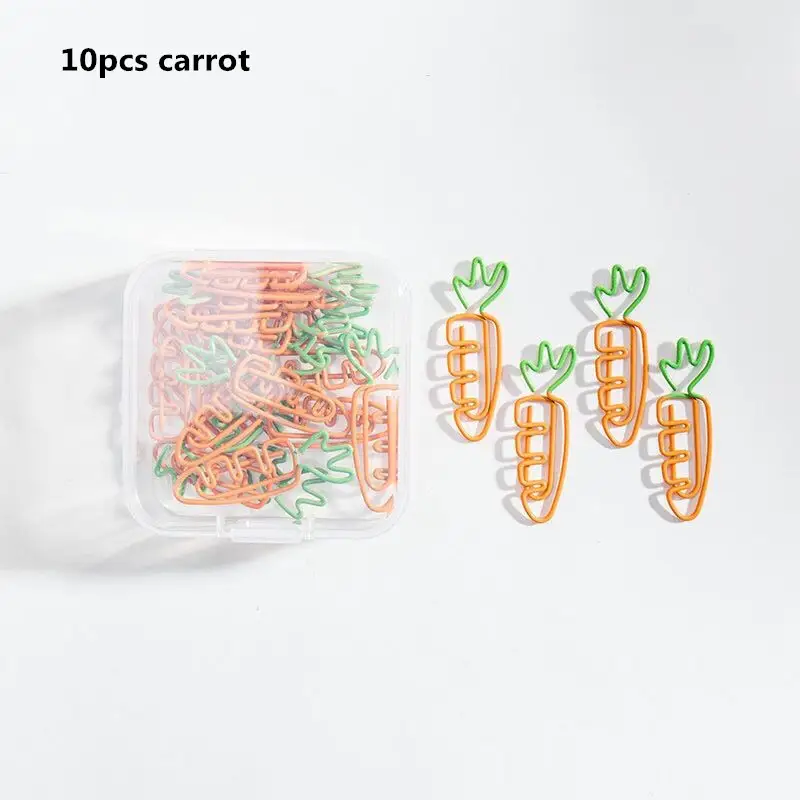 MINKYS Kawaii 10pcs/lot Strawberry Lemon Carrot Metal Paper Clip Christmas Song Decorative Bookmark Binder Clips Stationery - Image 9