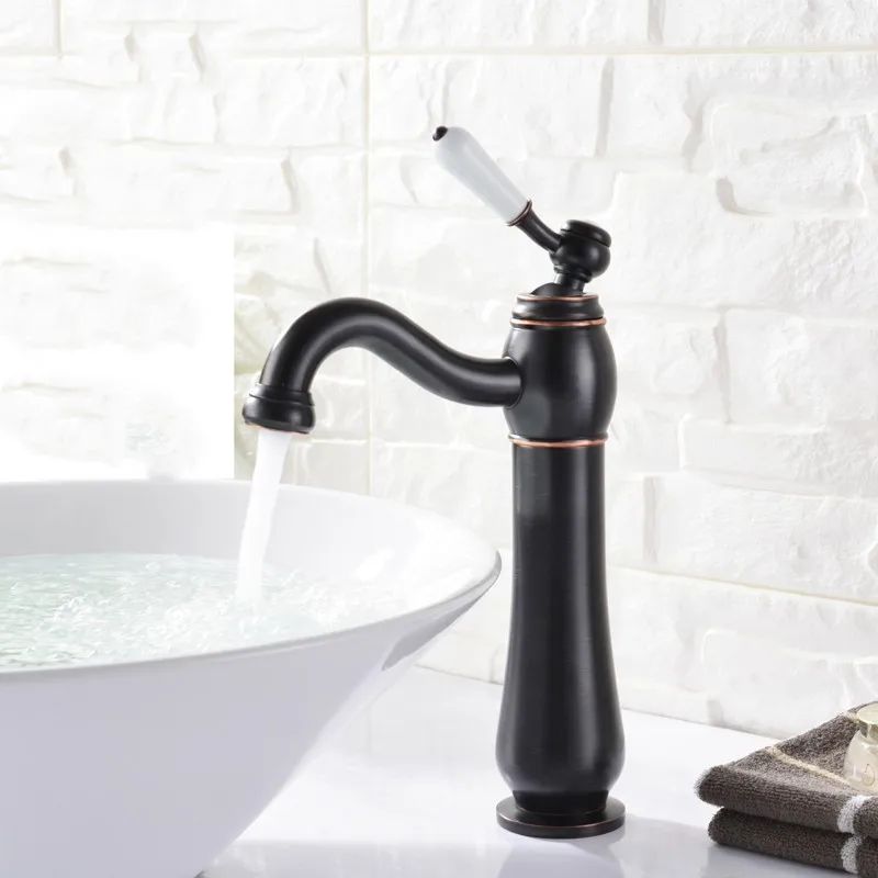 

Tall short Oil Rubbed Bronze brass bathroom sink faucet European style Faucet cold hot basin sink faucet top quality faucet tap