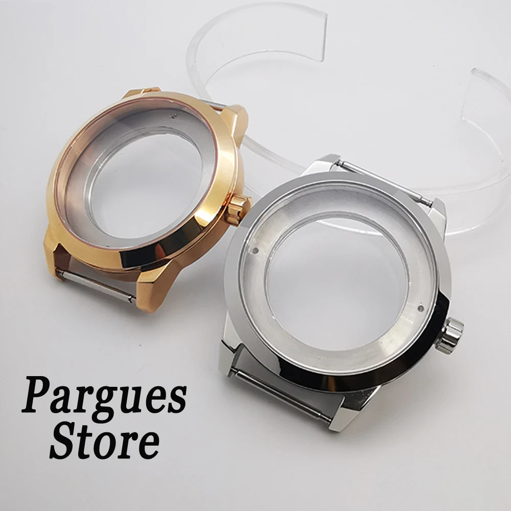 

41mm polished case sapphire glass stainless steel watch case fit ETA 2836 Mingzhu DG 2813 Miyota 8205 8215 ST1612 movement