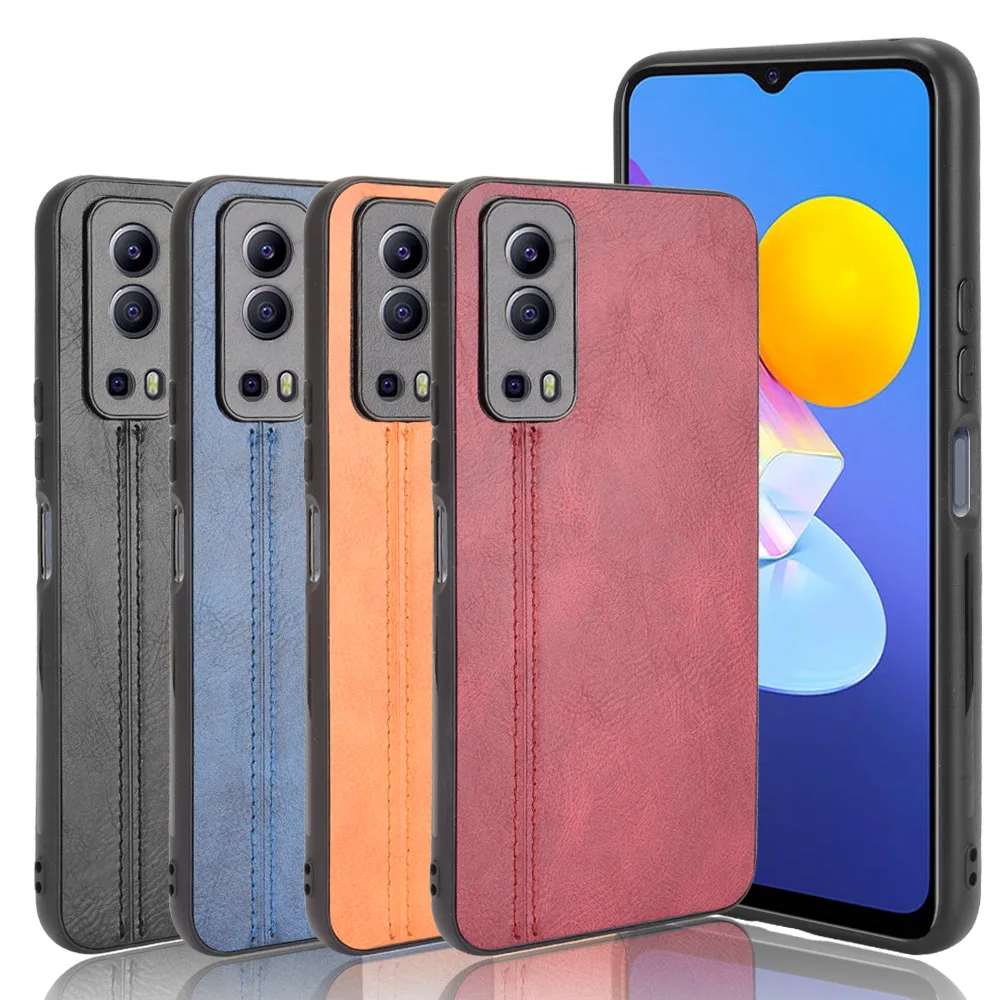 For vivo Y72 5G Case VIVO Y72 Y 72 5G Suture Soft Edge PU Leather Hard Phone Cover For Vivo iQOO Z3 5G Case 6.58