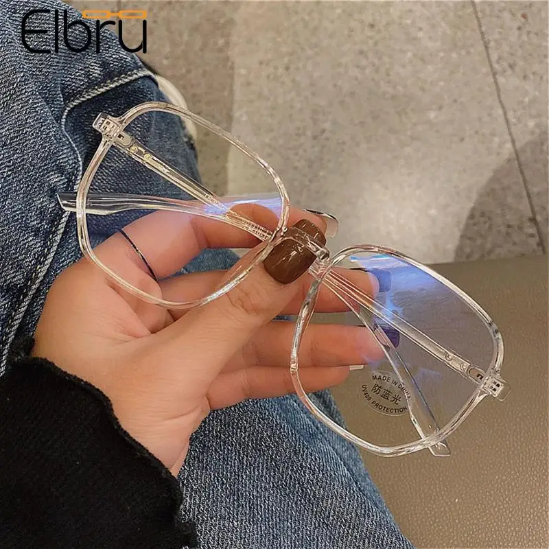 Elbru-1.0-1.5-2.0 To-6.0 Transparent Myopia Glasses Anti Blue Rays Men Women Black Eyeglasses Prescription Shortsighted Eyewear