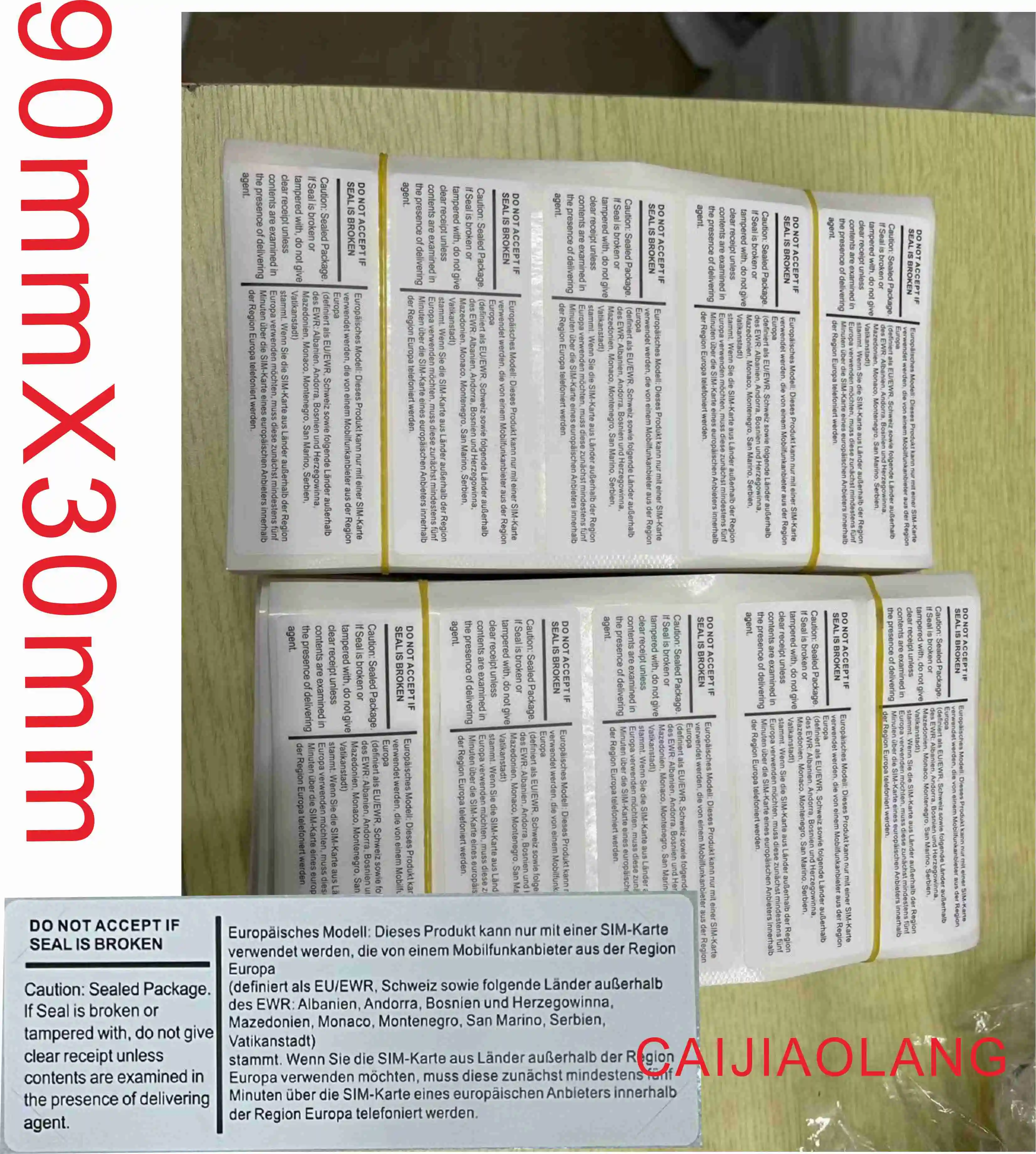 

100 шт./лот, универсальная герметичная наклейка для мобильного телефона, 90 мм X 30 мм, белая