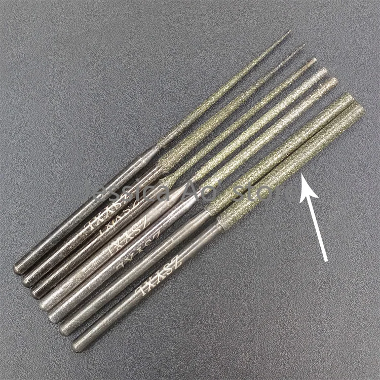 14pcs 2.35mm gambo 60mm diamante lungo rettifica ago alesatura ago giada perforazione ago lungo trapano elettrico punta alesatura diamante