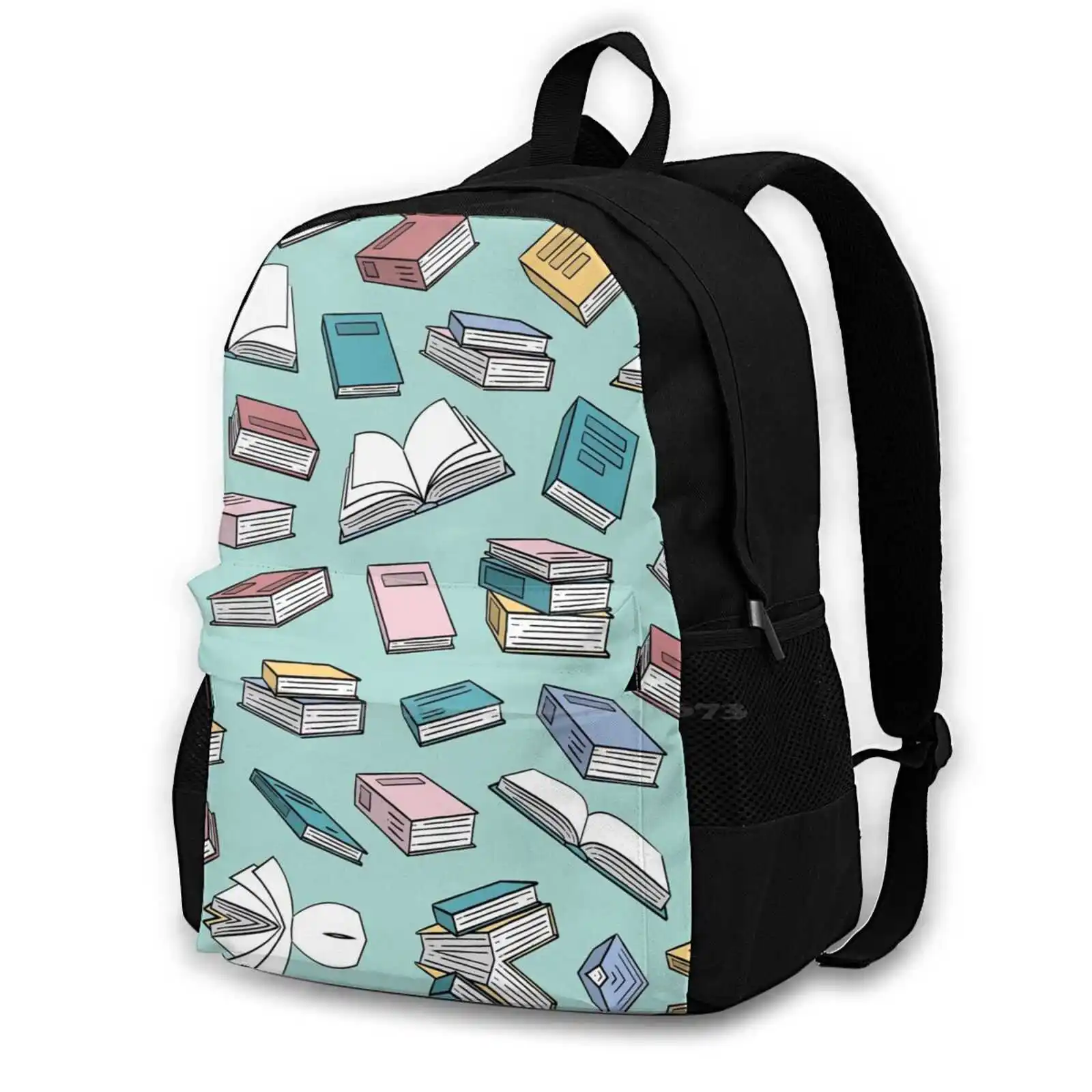 All The Books On Aqua-Back To School-Book Lover School Bags Travel Laptop Backpack Books Book Back To School Teacher Book