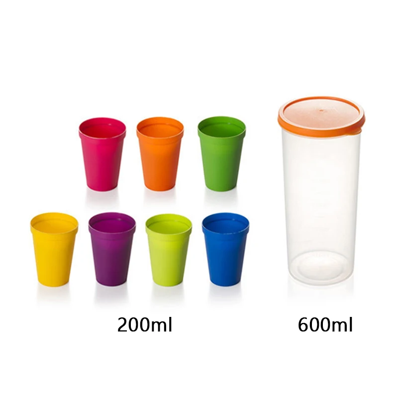 7pcs/Set Of Mugs Reusable Multi Colors Plastic Cups Portable Rainbow Drinking Cup Picnic Tourism Coffee Tea Cup Набор Кружек