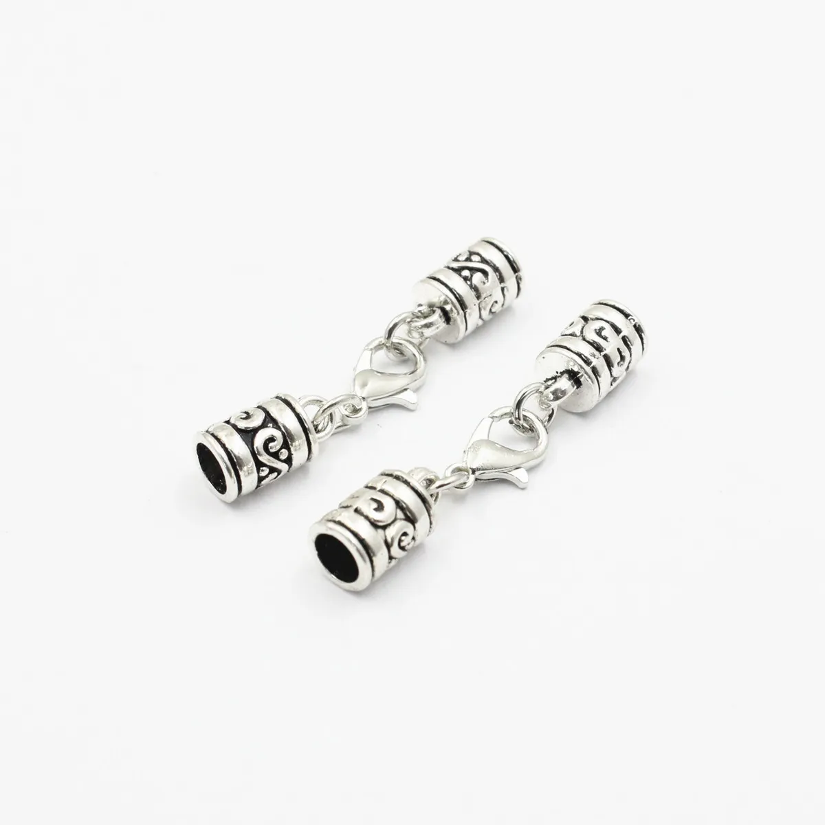 Fit 5mm Hole Fashion Zinc Alloy Cord End Caps For Necklace Bracelet Connectors Clasp DIY Accessories  Length: 44mm+50mm 10sets