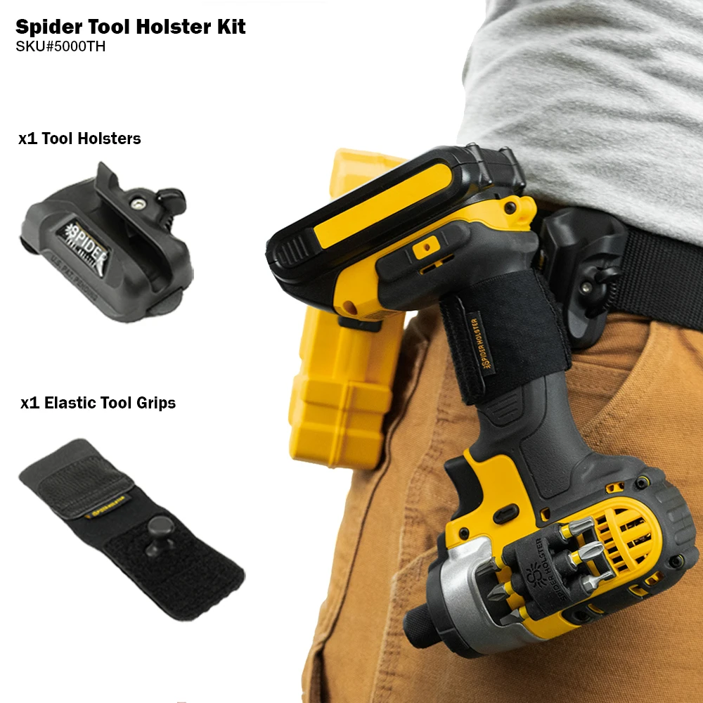 Spider Tool Holster-Improve The Way You Carry Your Power Drill, Driver, Multitool, Pneumatic, Multi-Tool and More on Your Belt!