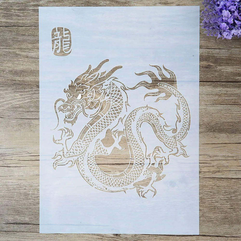 A4 A3 A2 Size DIY Craft Dragon Stencil For Wall Painting Scrapbooking Stamping Stamp Album Decorative Embossing Paper Card