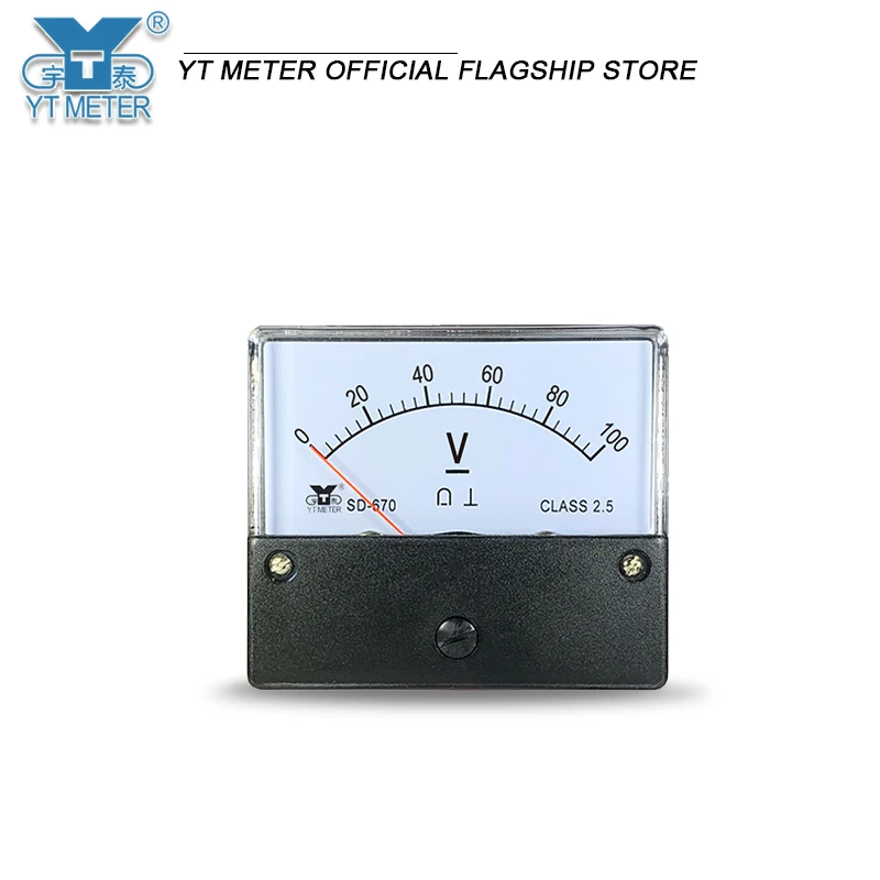 Sd670 DC voltmeter 5V 10V 15V 20V 30V 50V 75V 100V 150V 200V 250V 300V pointer voltage size 60 * 70mm measuring positive and neg