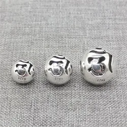 4pcs of 925 Sterling Silver OM Round Ball Beads for Buddhism Bracelet Necklace
