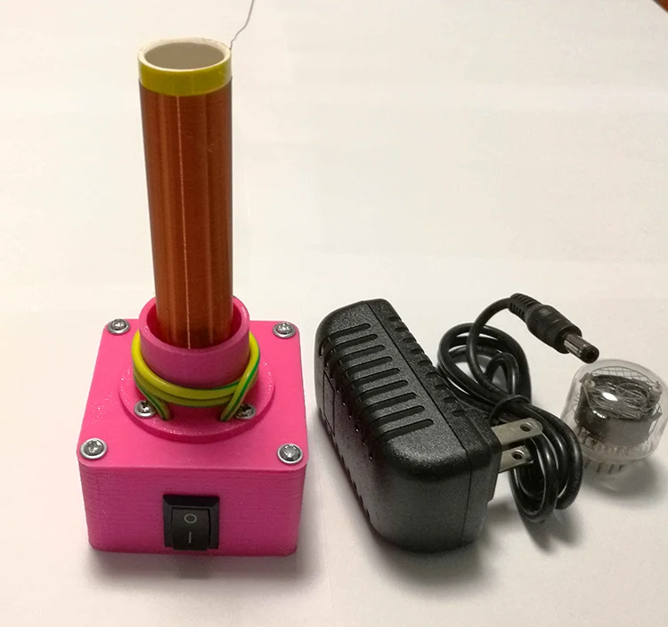 Single-tube Self-exciting Tesla Coil with Glow Tube and Power Supply, Wirelessly Lighting Energy-saving Lamps, Cigarette Light