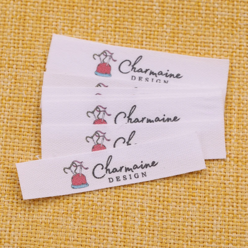 12mmx60mm Custom Clothing Labels - Personalized Brand Organic Cotton Ribbon Labels Logo or Text Sewing DIY Labels 200pcs