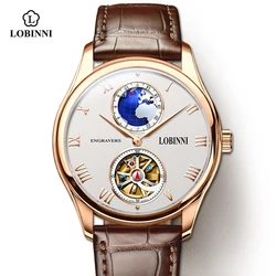 LOBNIN 2021 New  Dress Men Watch Top Brand Mens Mechanical Watches Automatic Tourbillon Skeleton Watch Men Relogio Masculino