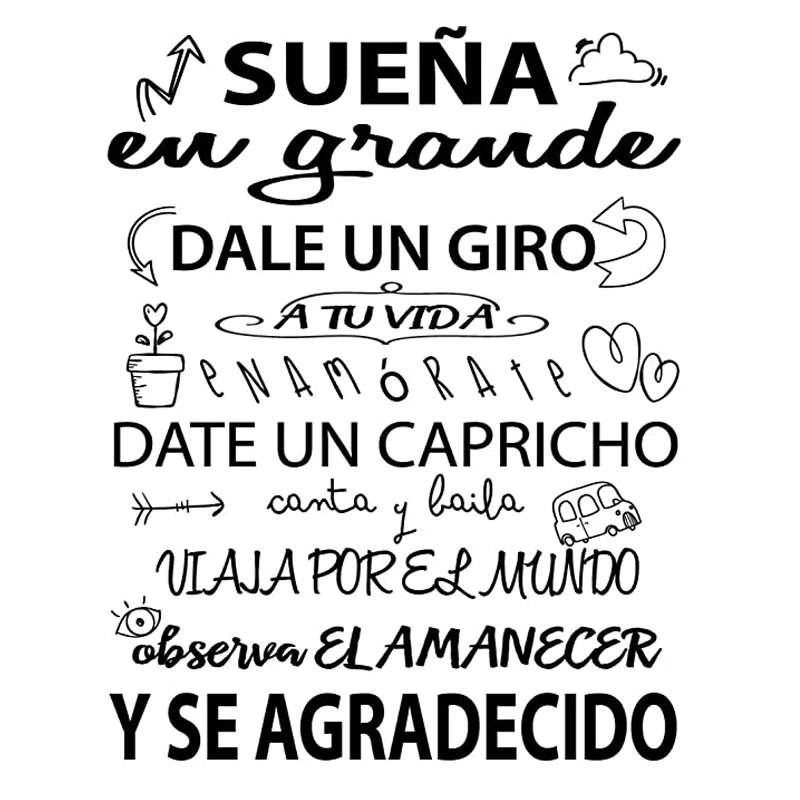 Vinyl Sueña En Grande Dale Un Giro Wall Decals Decorative motivational phrases Decor Spanish Quote Livingroom Stickers RU2018