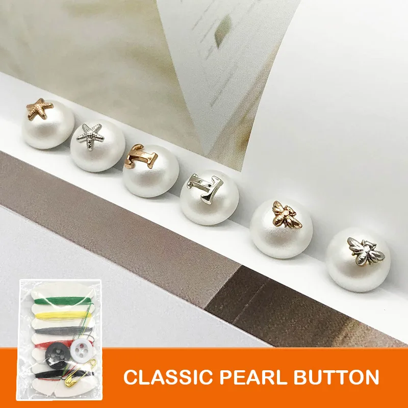 6pcs Round Pearl Buttons for T-shirt Clothing Button  Decoration handle DIY