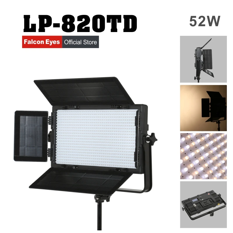 

Falcon Eyes Professional LED Photo Video Fotografia Light 52W Bi-color Continuous Lighting For Movie/Film Free Shipping LP-820TD