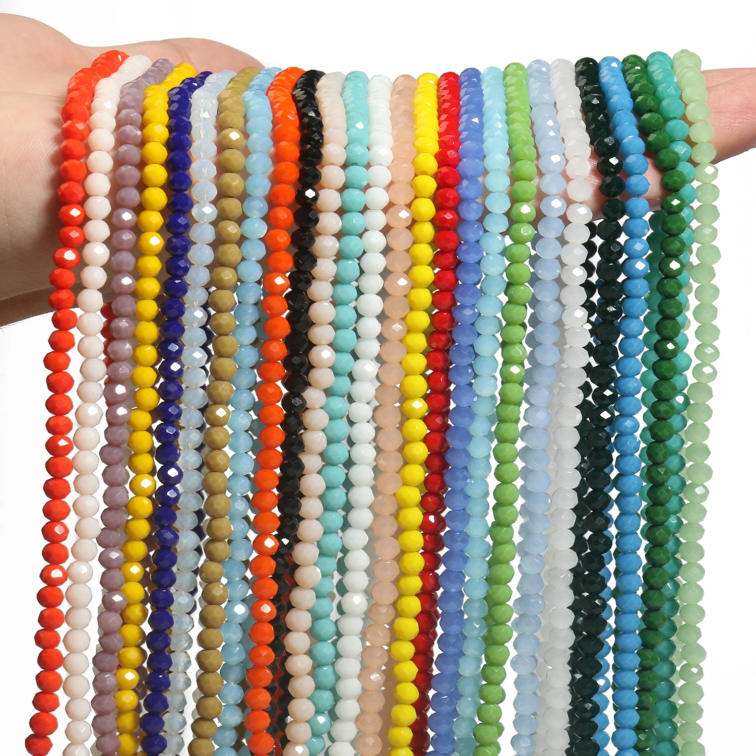 2/3/4mm Faceted Colorful Rondell Crystals Beads Glass Loose Spacer Beads for DIY Jewelry Making Bracelet Necklace Charms 15inch